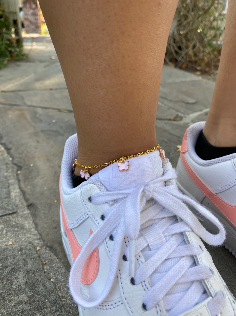 PINK BUTTERFLY ANKLET